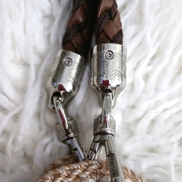 The SAK Leather & Crochet Braided Handle Hand Bag Cream Tan - Picture 11 of 16